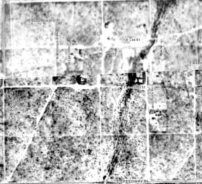 Aerial photo of Pinecrest neighborhood from 1936.